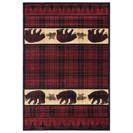 UNITED WEAVERS OF AMERICA Cottage Bear Stone Burgundy Area Rectangle Rug 2 ft. 7 in. x 4 ft. 2 in. 2055 40834 35C